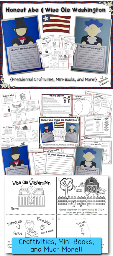Presidents Day Craftivities {Honest Abe & Wise Ole Washington}